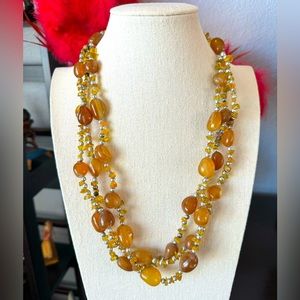 Artisan Nepal Stone Triple Strand Necklace